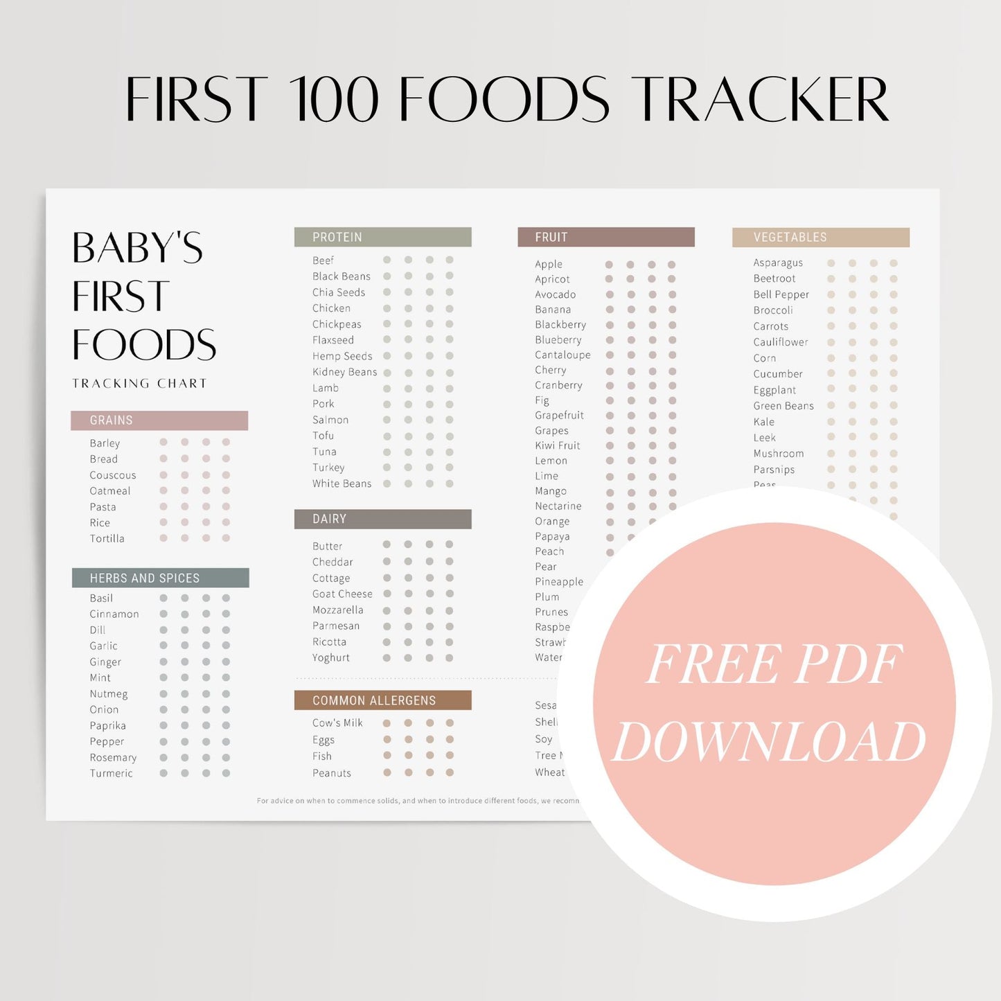 Ready to start solids? Download our Free 'First 100 Foods Tracker' - Little Puku