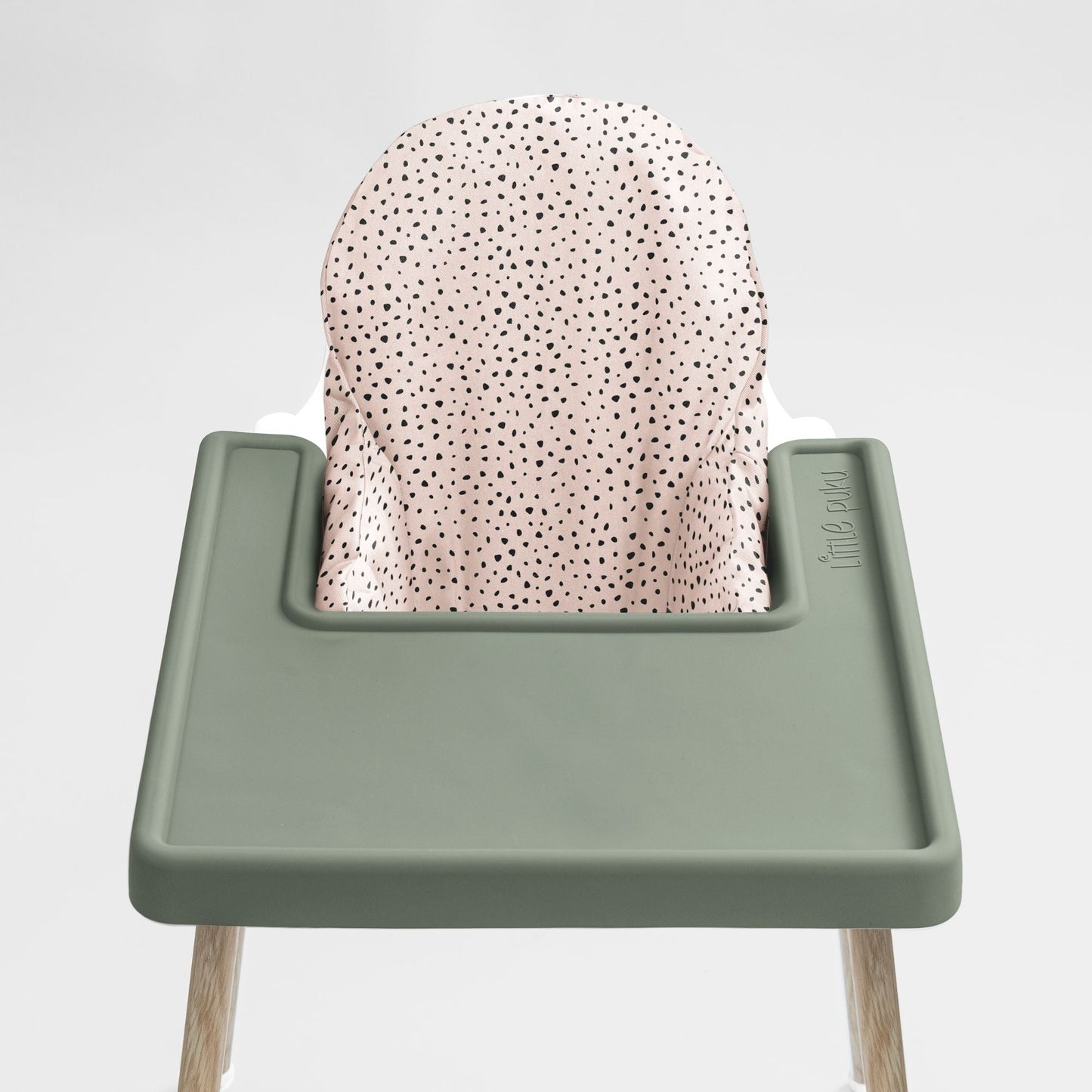 IKEA Highchair Cushion Cover in Panther with Sage Green Placemat