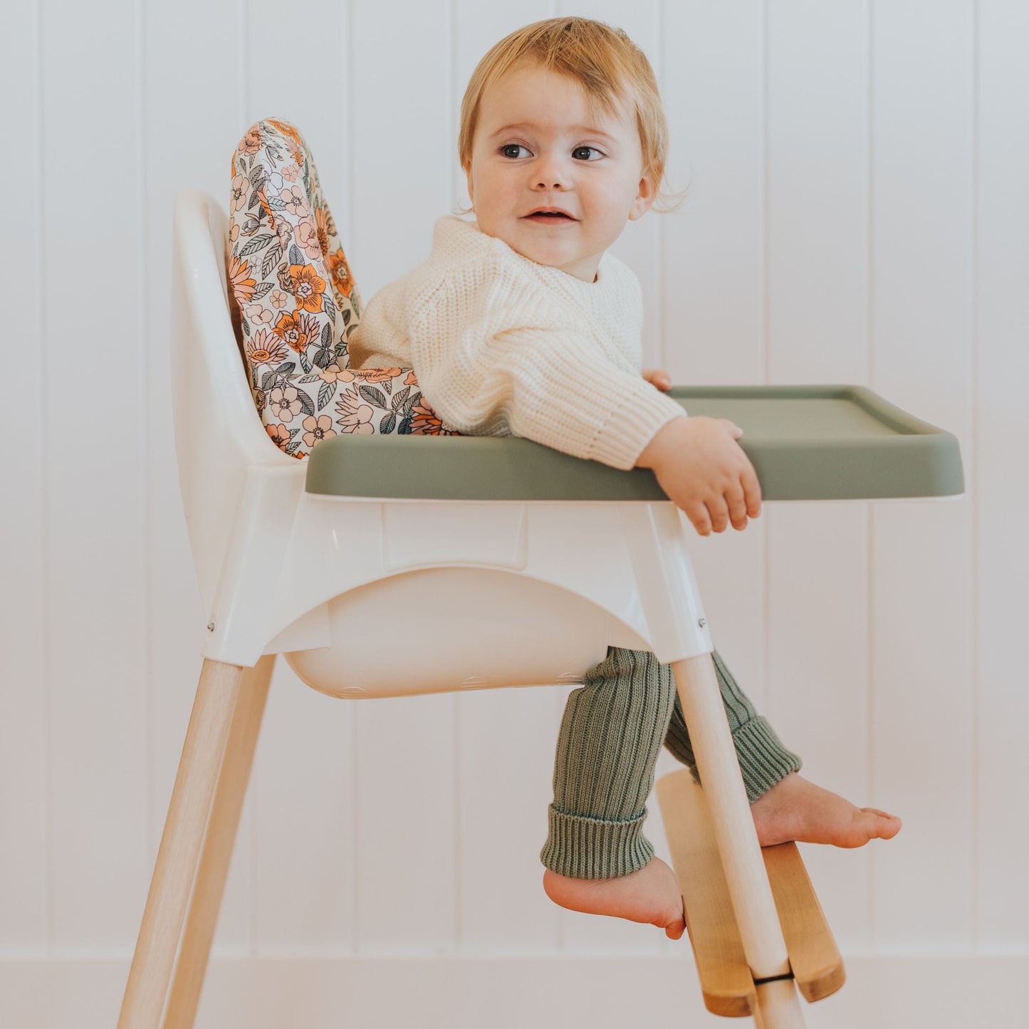 Retro Floral Highchair Cushion Cover - Little Puku