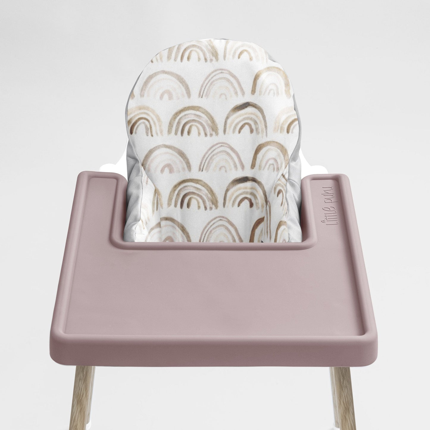 IKEA Highchair Cushion Cover in Boho Rainbows with Placemat in Pale Mauve