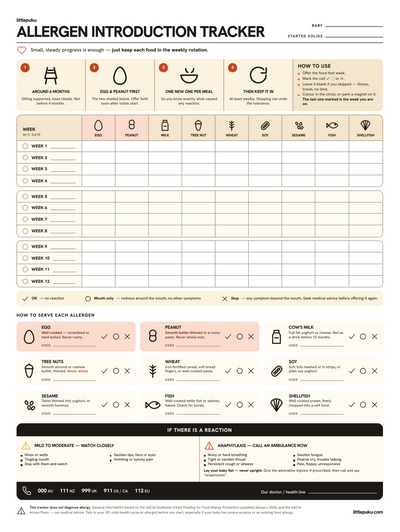 Download Your Free Allergen Introduction Tracker - PDF Preview