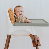 IKEA Highchair Cushion Cover in Scattered Crosses with Walnut Footrest and Leg Wraps